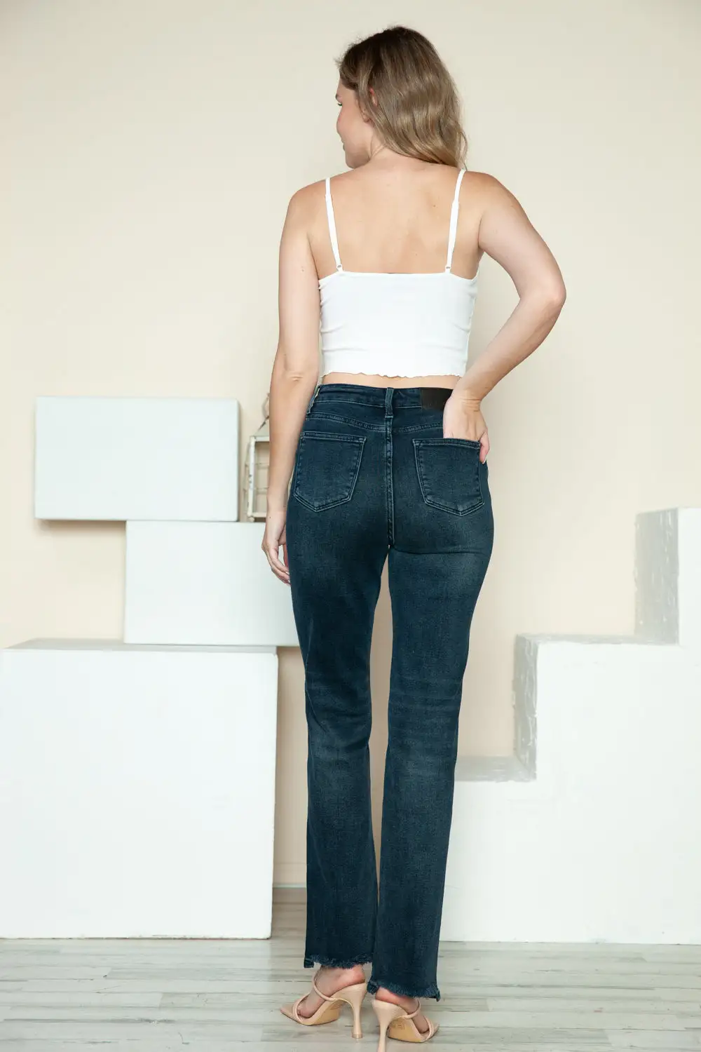 Classic Straight Leg Button Denim Jeans