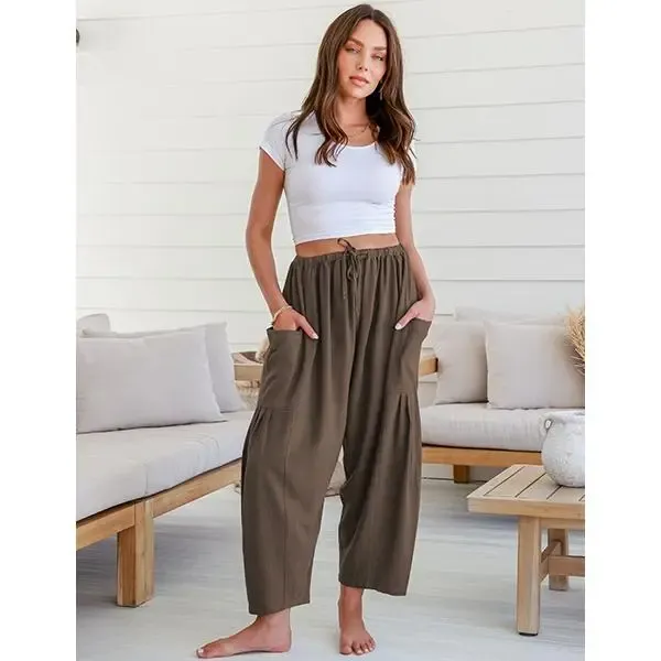 Women’s Linen Blend Wide Leg Pants