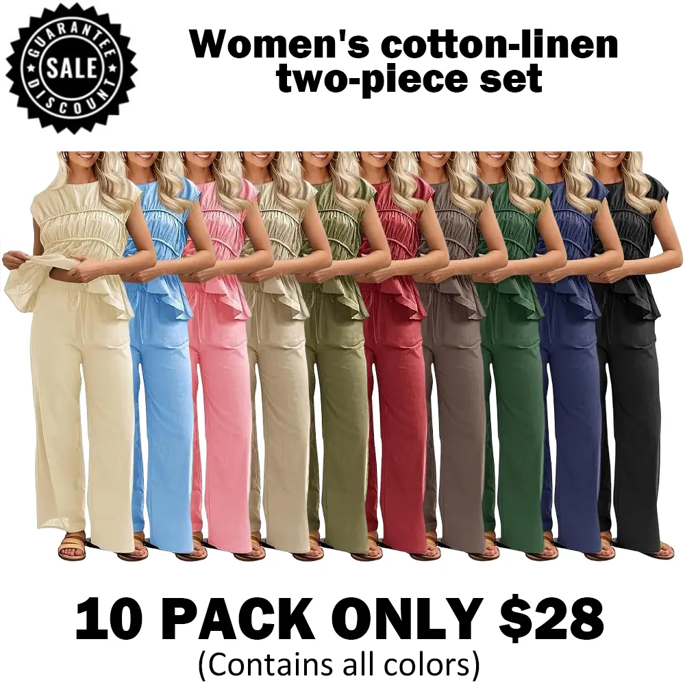 🎉Hot Sale🔥-Women's Cotton-Linen Two-Piece Set