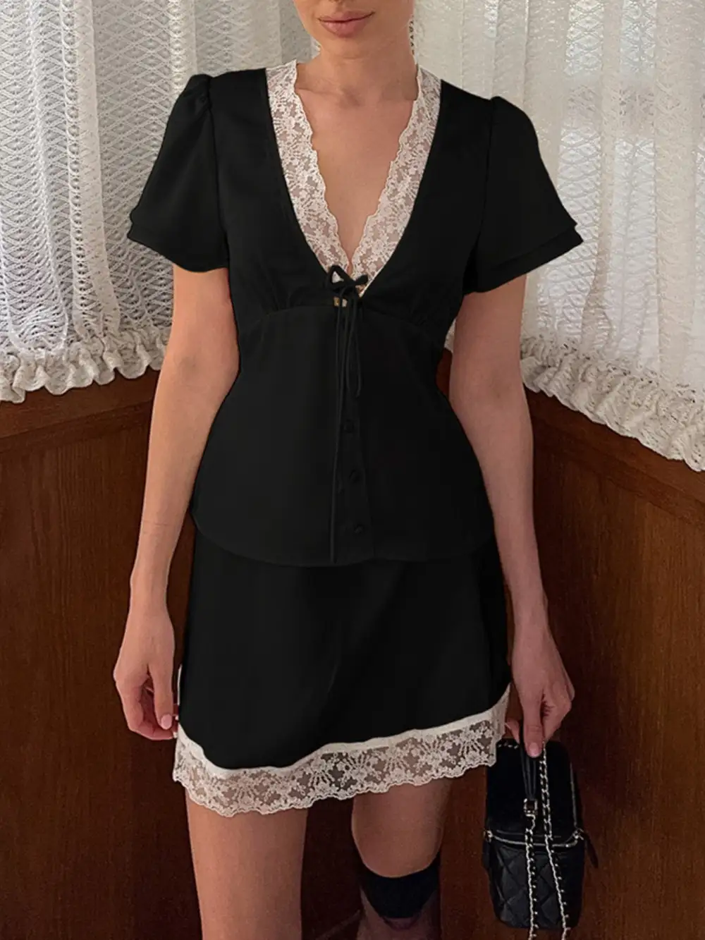 Lace Trimmed Coordinated Set