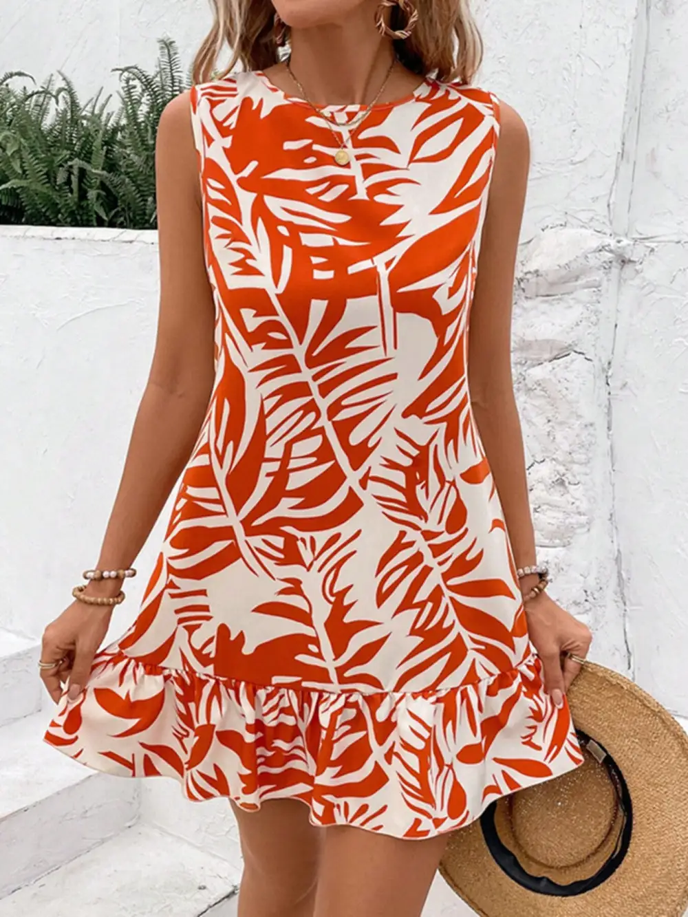 Soft Everyday Ruffle Hem Sleeveless Mini Dress