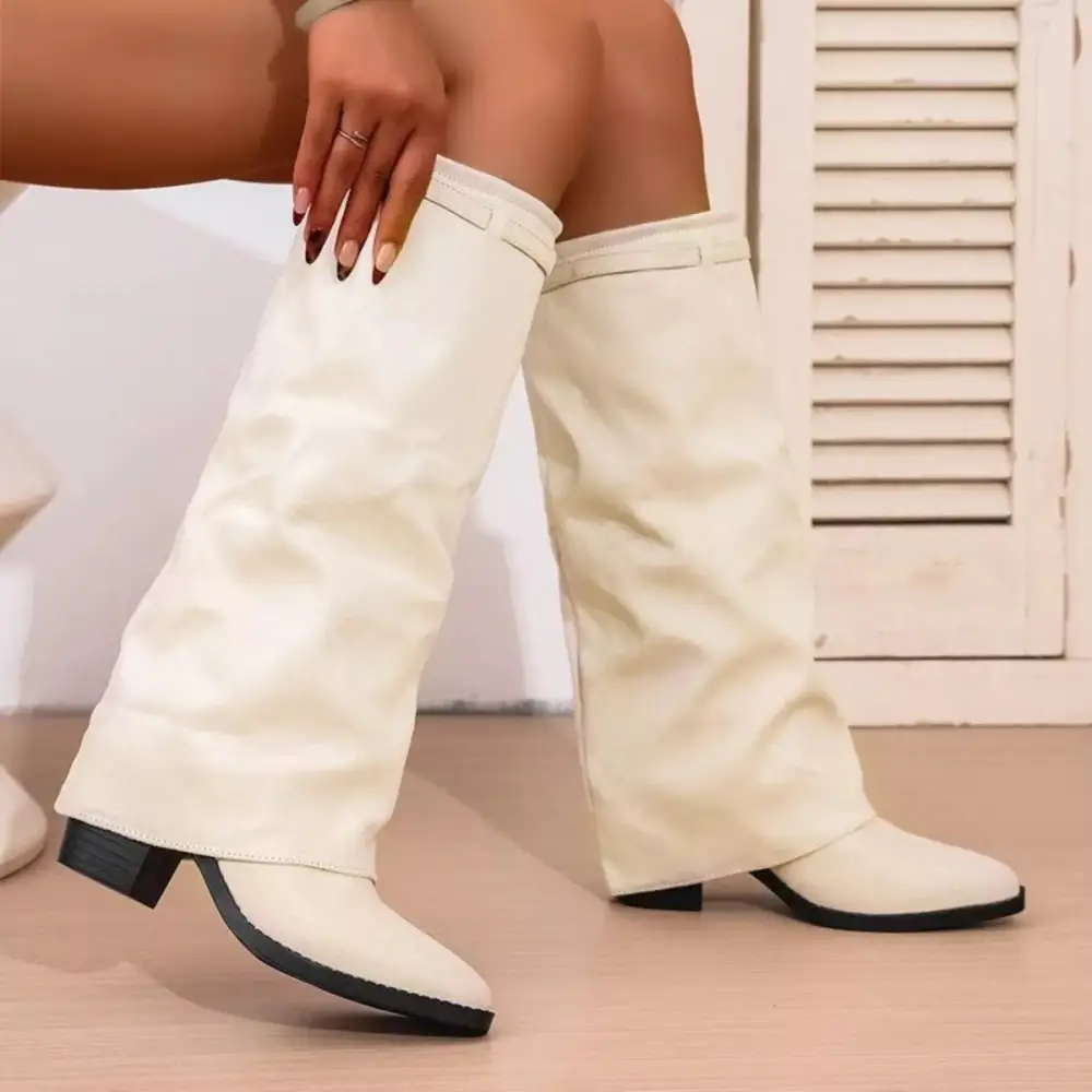 Point Toe Block Heels Boots