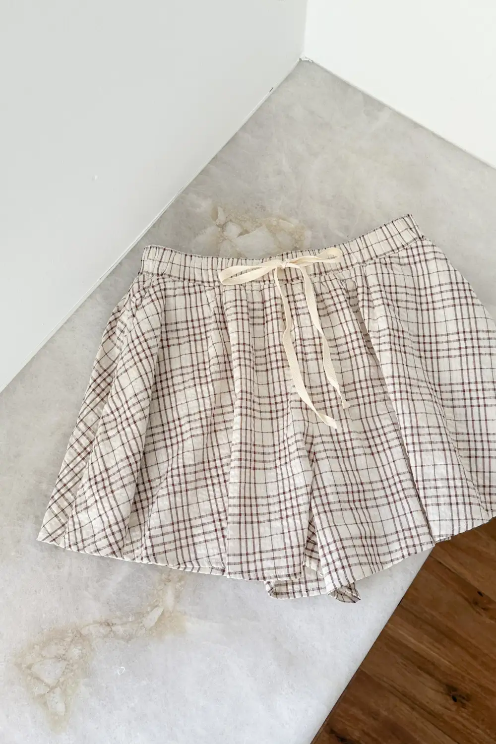 Layered Soft Plaid Shorts