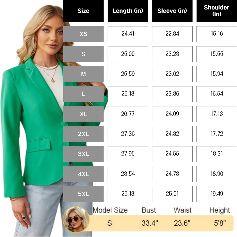 Women’s Slim Fit Office Blazer – Long Sleeve Lapel Jacket