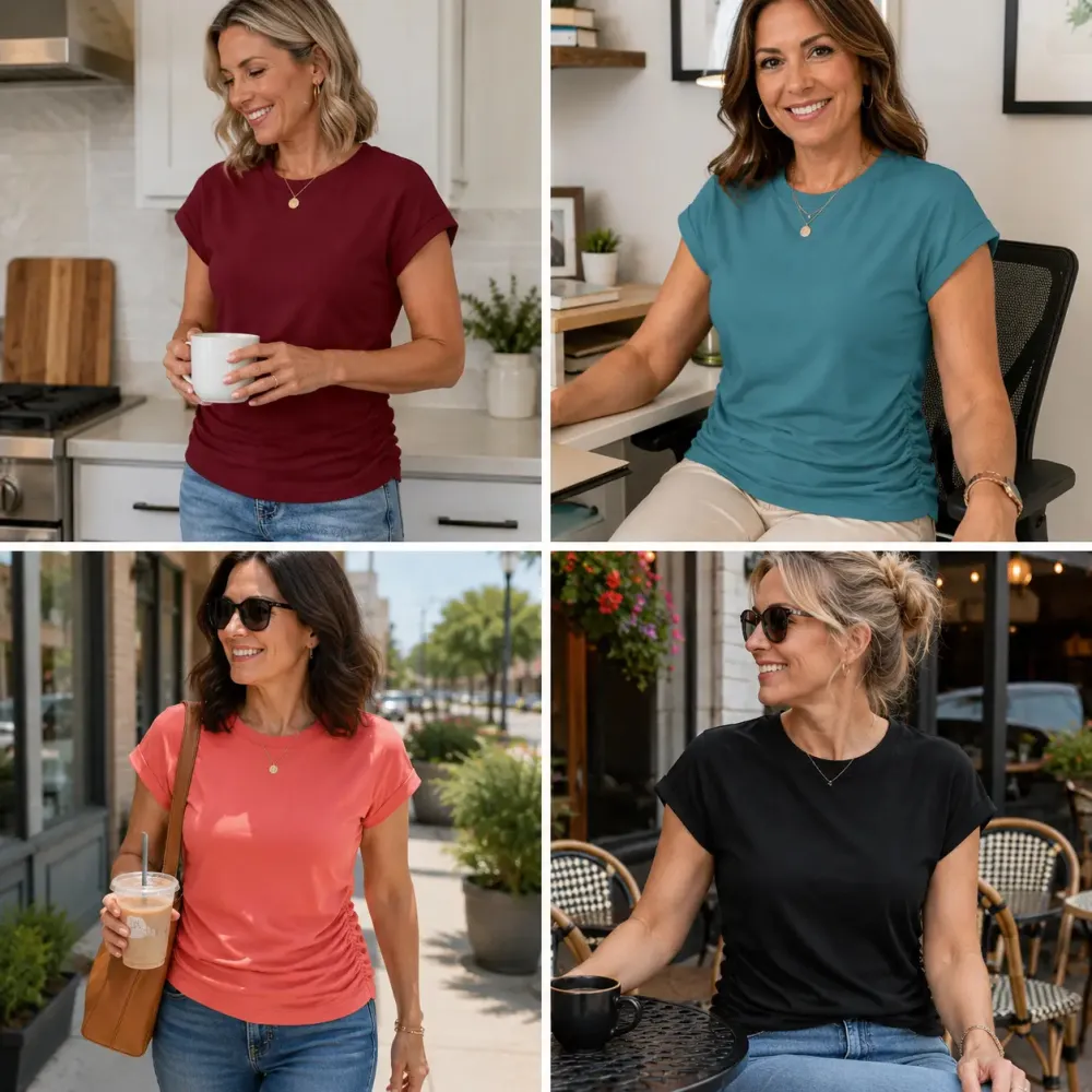 Women's Summer Tops Short Sleeve Shirts Crew Neck T Shirts