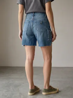 Women's Distinctive Casual Streetwear Distressed Cargo Denim Shorts