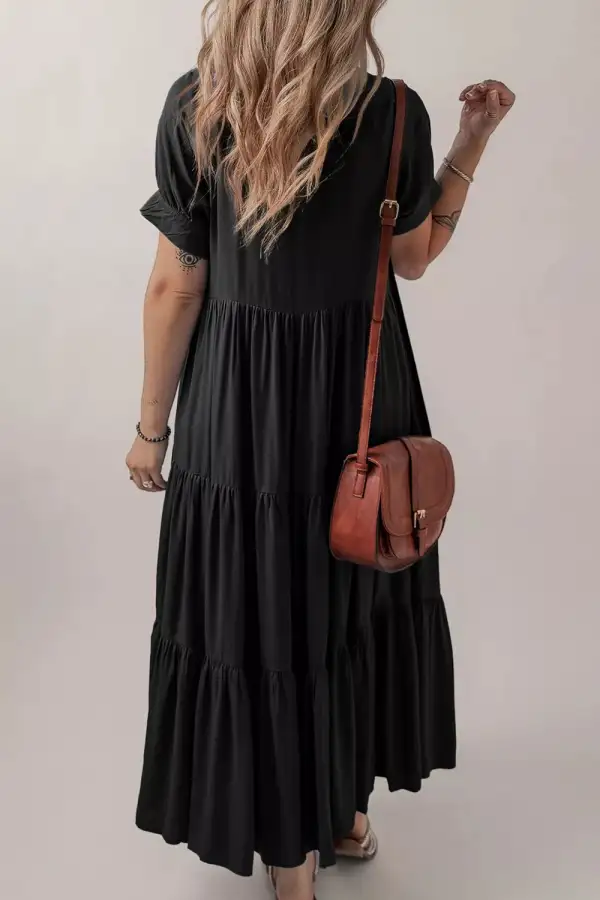 Soft Touch Ruffle Tiered Short Sleeve Dress