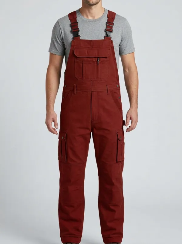 Men's Classic Multi-Pocket Cargo Outdoor Bib Work Overalls