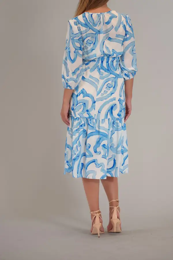 Lawn Print Sleeve Midi Dress