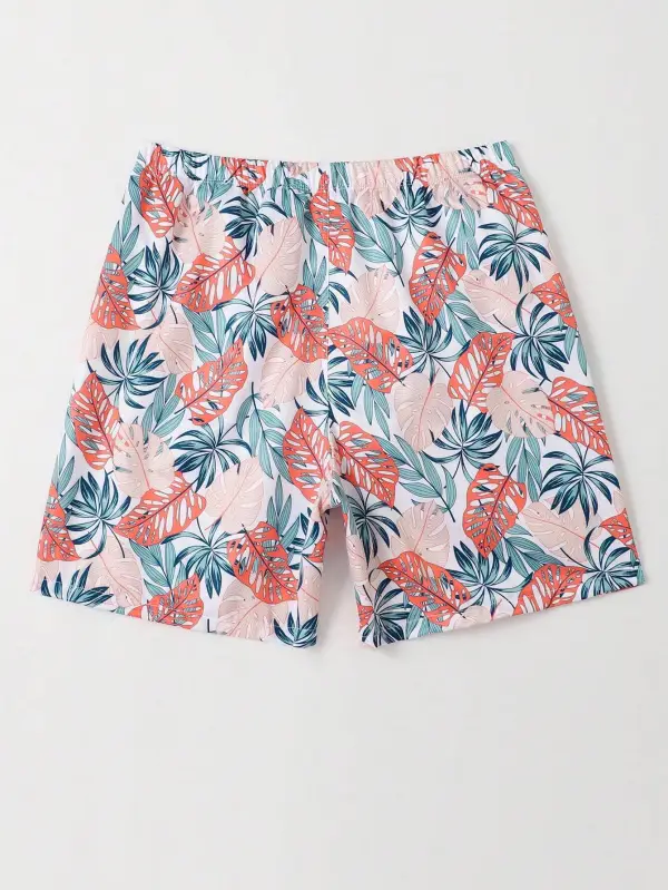 Men's Tropical Allover Print Beach Shorts