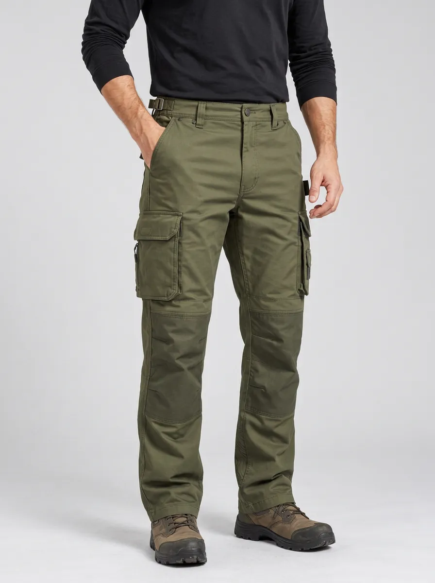 Unisex Olive Multi-Pocket Tactical Work Pants