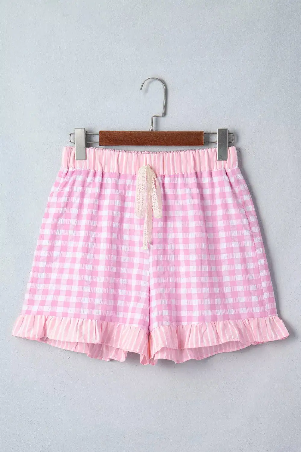 Gingham Ruffle Hem Shorts