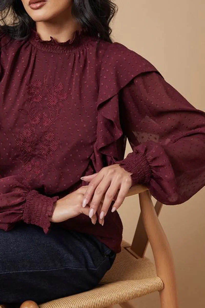 Casual Style Long Sleeve Blouse