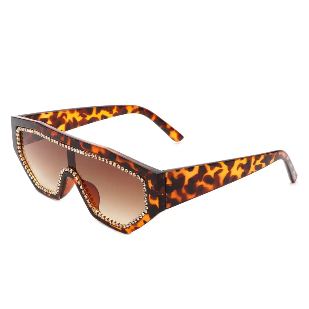 Glossy Square Geometric Frame Sunglasses