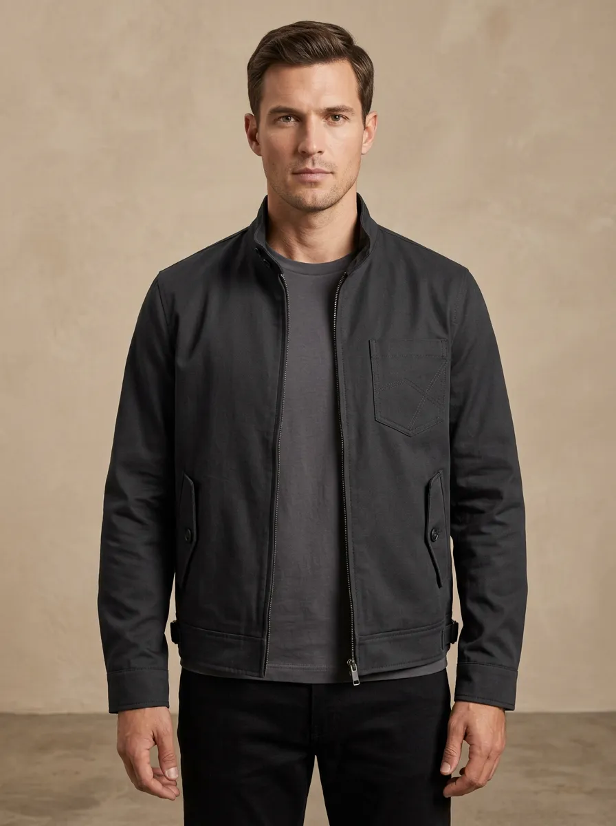 Relaxed Solid Zip Bomber Jacket