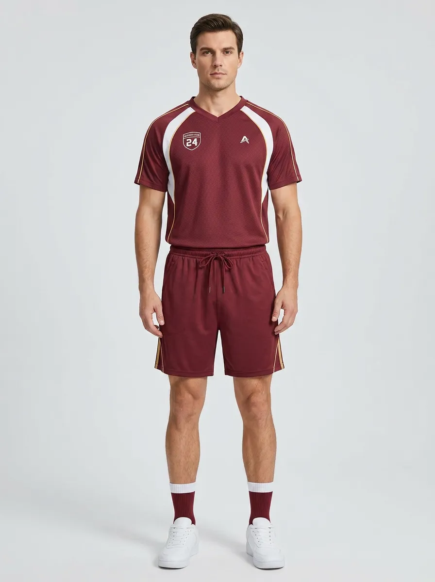Men's Sporty Casual Number 24 Printed V-neck Athletic Set