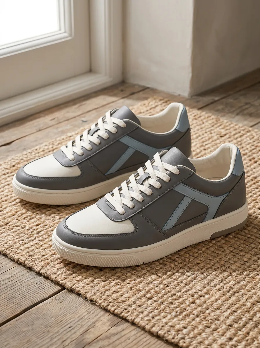 Women's Casual Grey Blue Colorblock Printed Sneakers