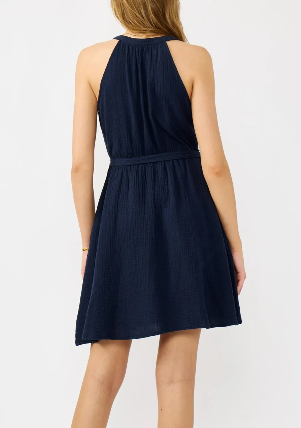 Tied Half Button Mini Dress