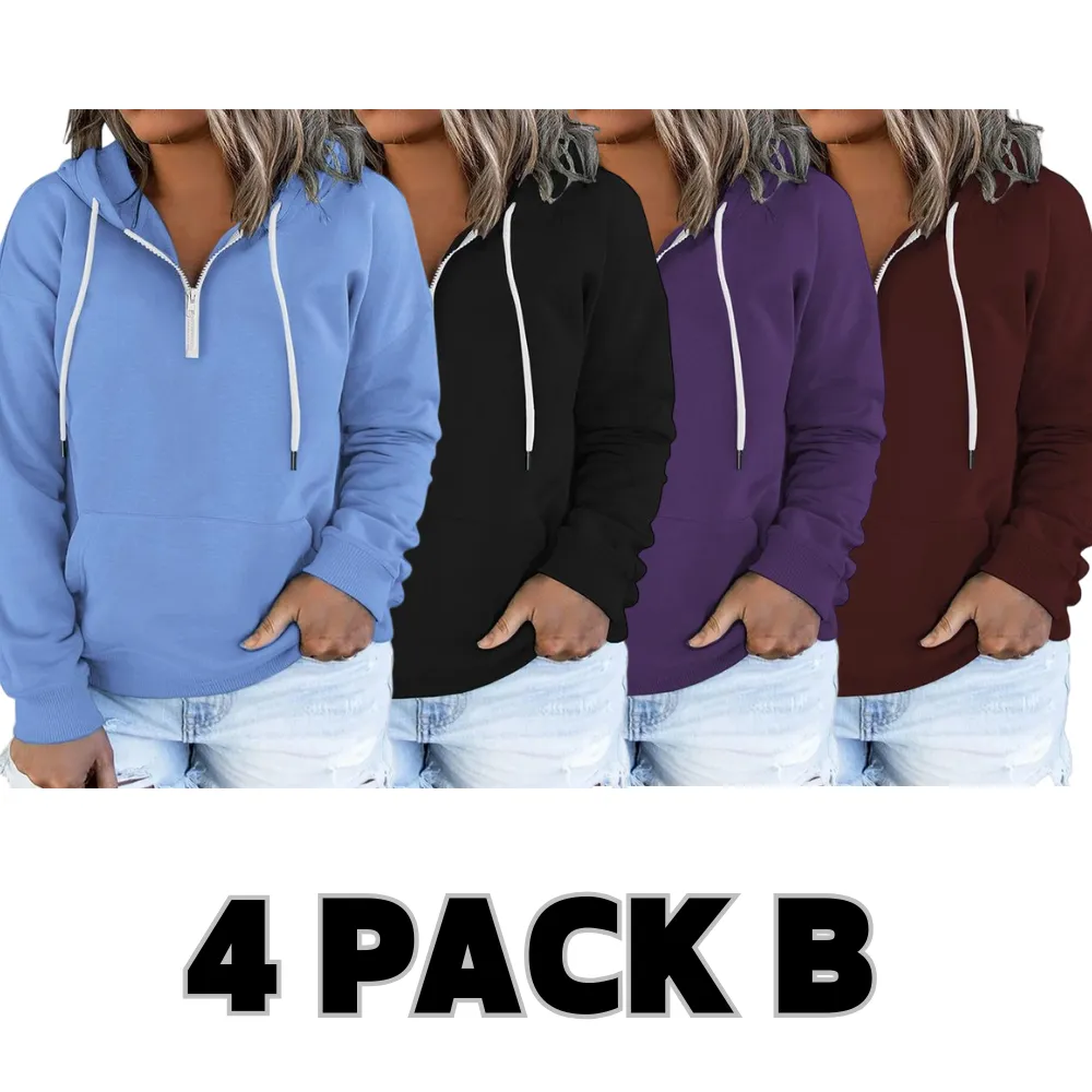 Women's Plus Size Quarter-Zip Hoodie - Lightweight Pullover with Pocket (1X-4X)