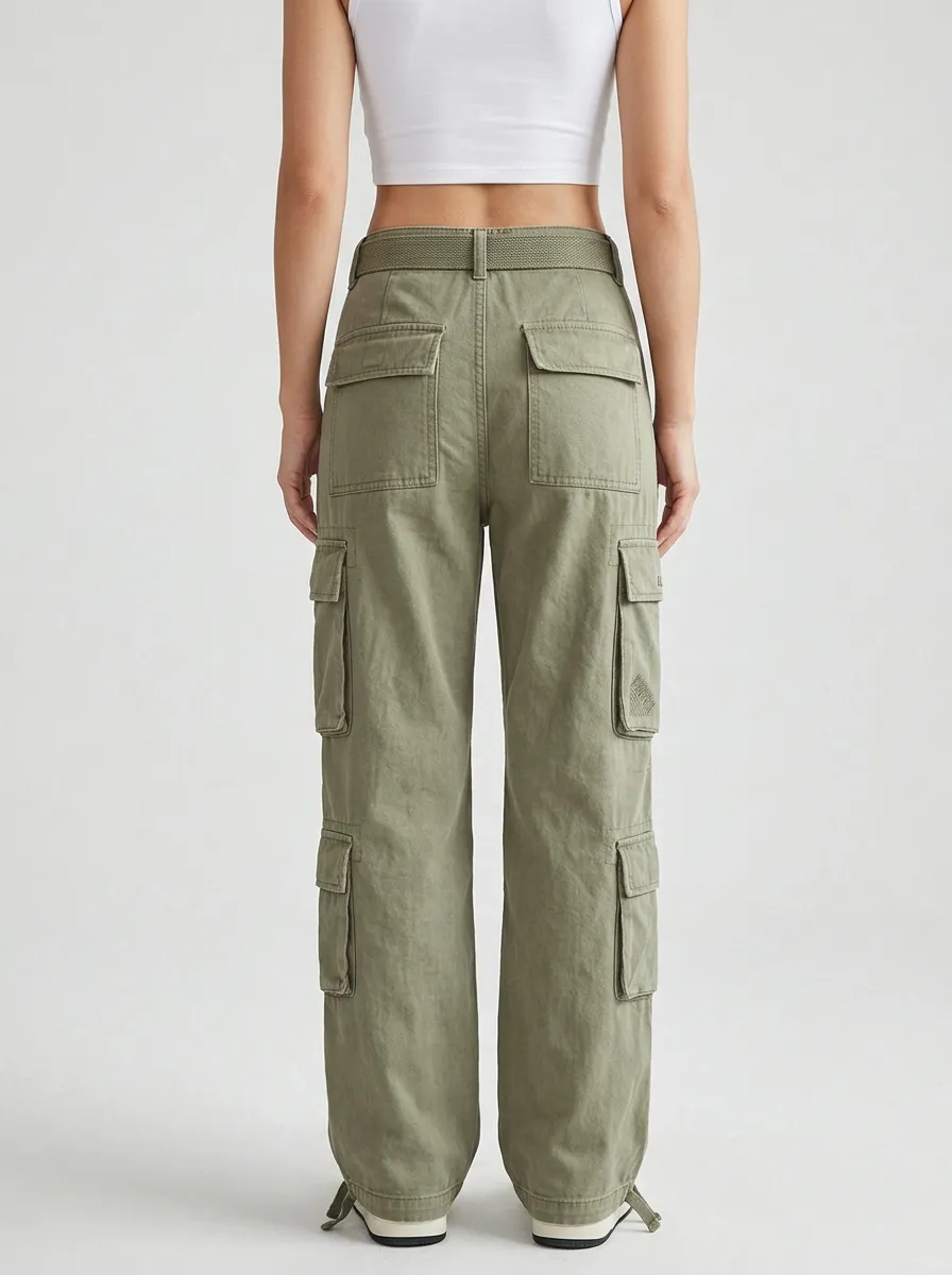Flexible Utility Style Set Women's Multi Pocket Cargo Pants