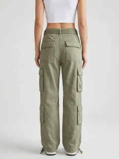 Flexible Utility Style Set Women's Multi Pocket Cargo Pants