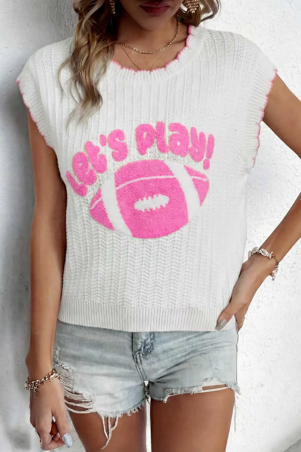 Rugby Pattern Textured Knit Everyday Shift Sweater Vest
