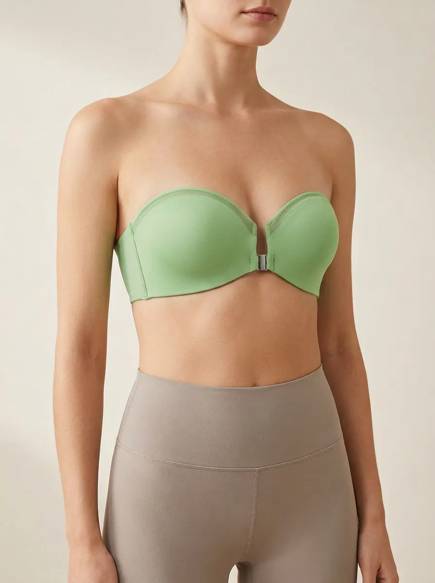 Women's Sheer-Mesh Front-Closure Strapless Bra