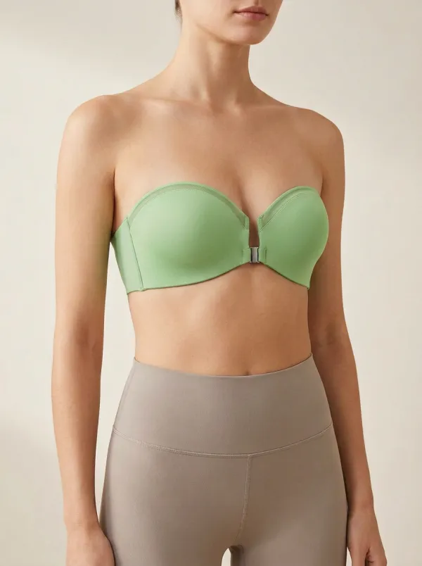 Women's Sheer-Mesh Front-Closure Strapless Bra