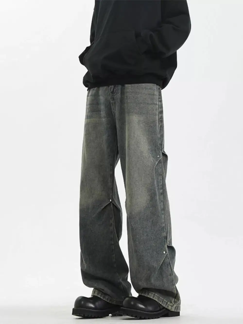 Classic Vintage-Wash Vintage Washed Wide-Leg Denim Jeans