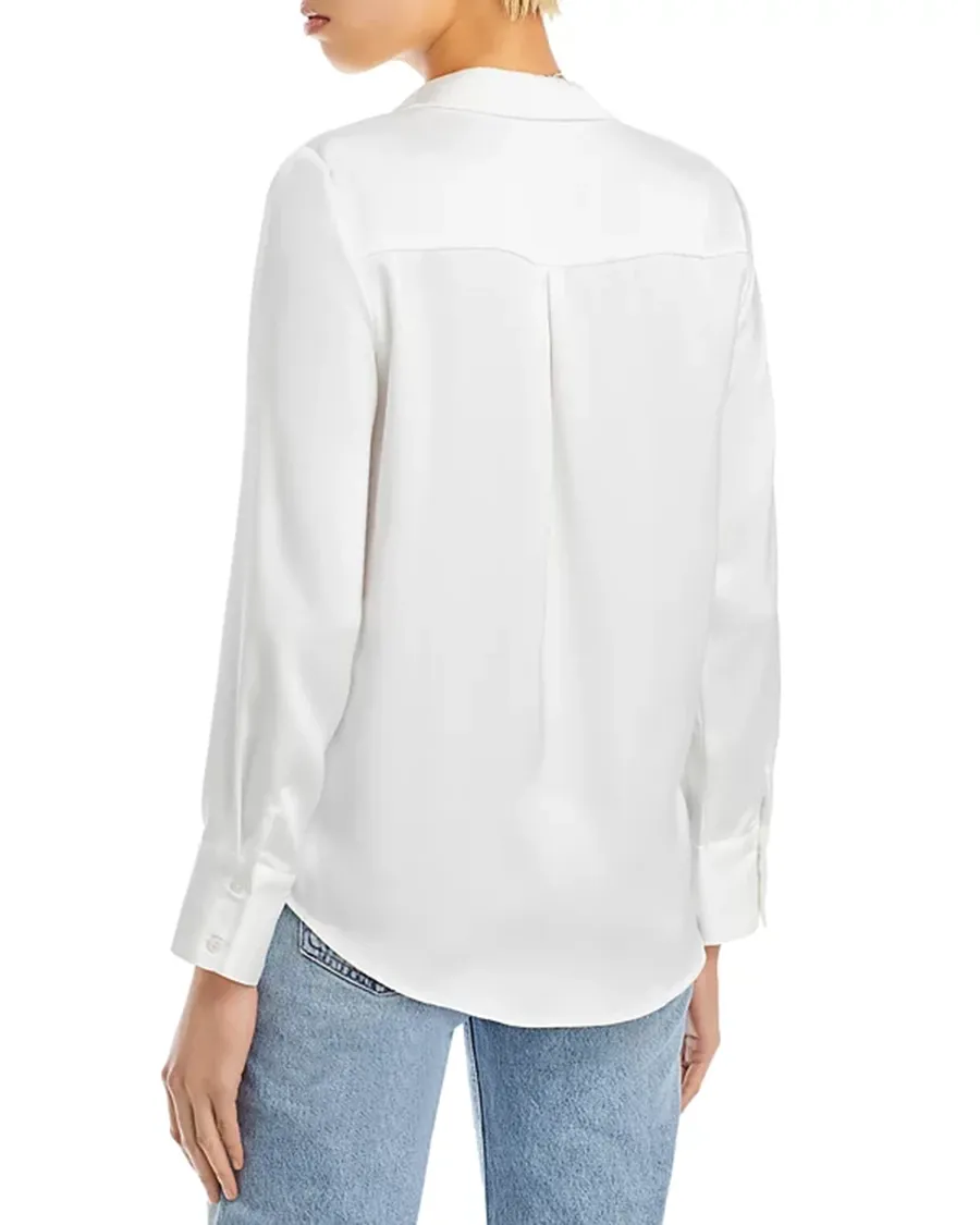 Lapel Satin Button Front Blouse