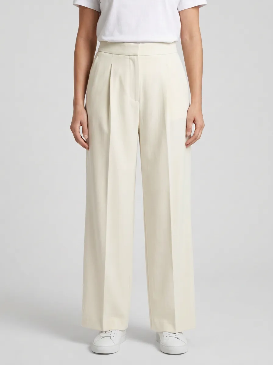 Office Look Pleated Wide-Leg Trousers