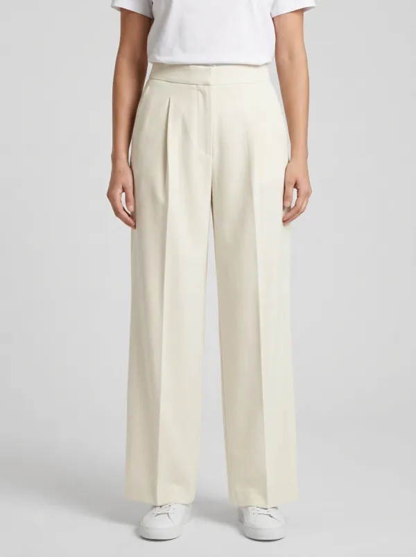 Office Look Pleated Wide-Leg Trousers