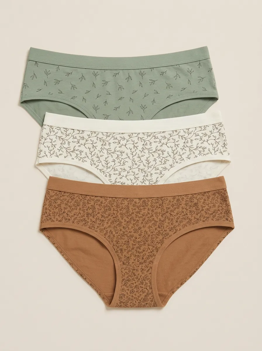 Floral Botanical Leaf-Pattern Brief Set