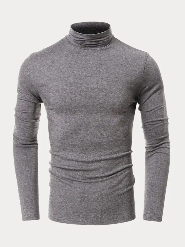 Classic Slim Fit Turtleneck Basic Top T-Shirt