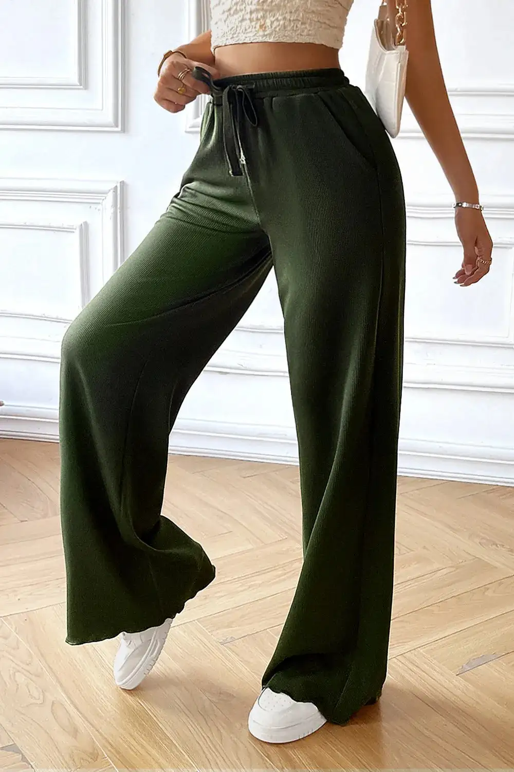 Casual Wide Leg Drawstring Pants
