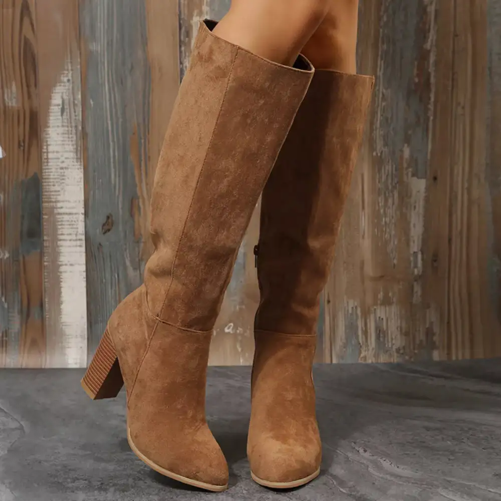 Point Toe Block Heels Boots
