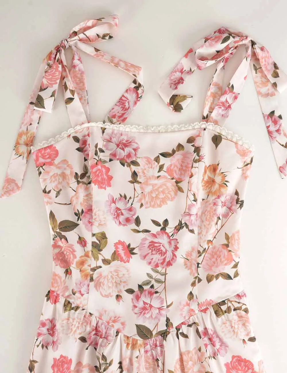 Strap Lace Trim Square Neck Midi Dress