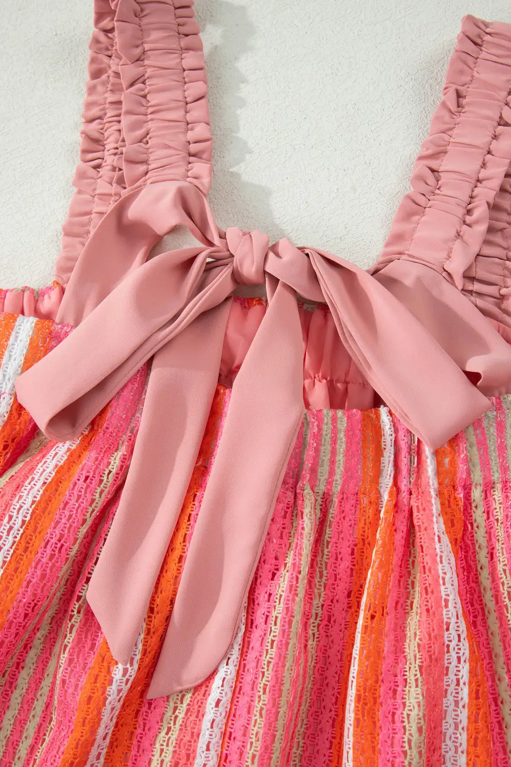 Striped Ribbed Ruffle Maxi Dress