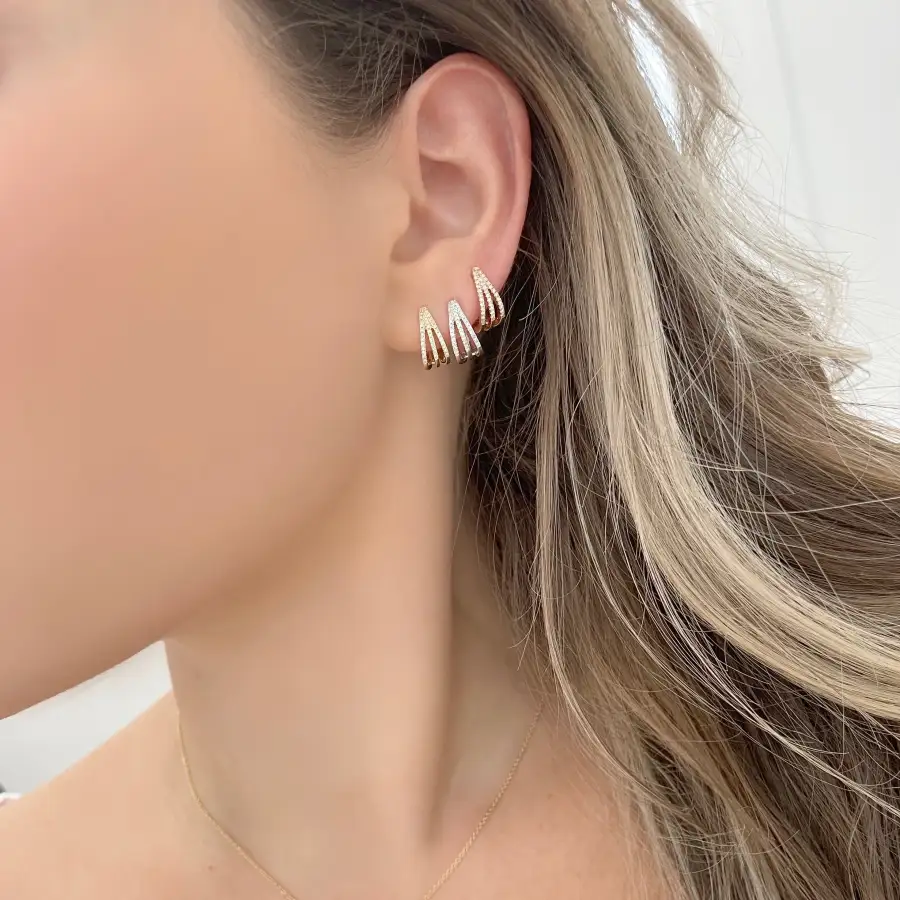 Refined Delicate Gem Detail Huggie Earrings