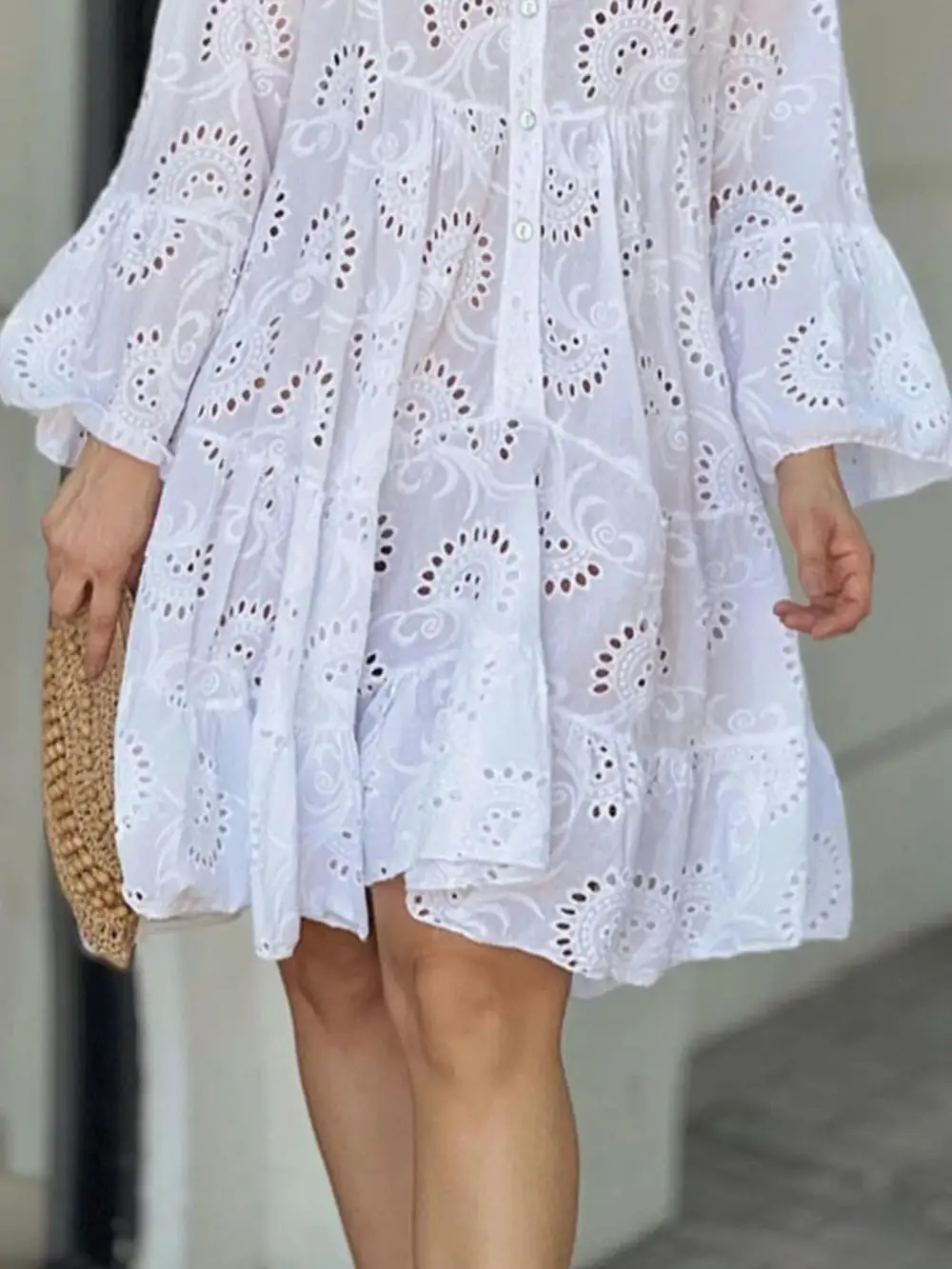 Ruffled Tiered Midi Tie Detail Dress