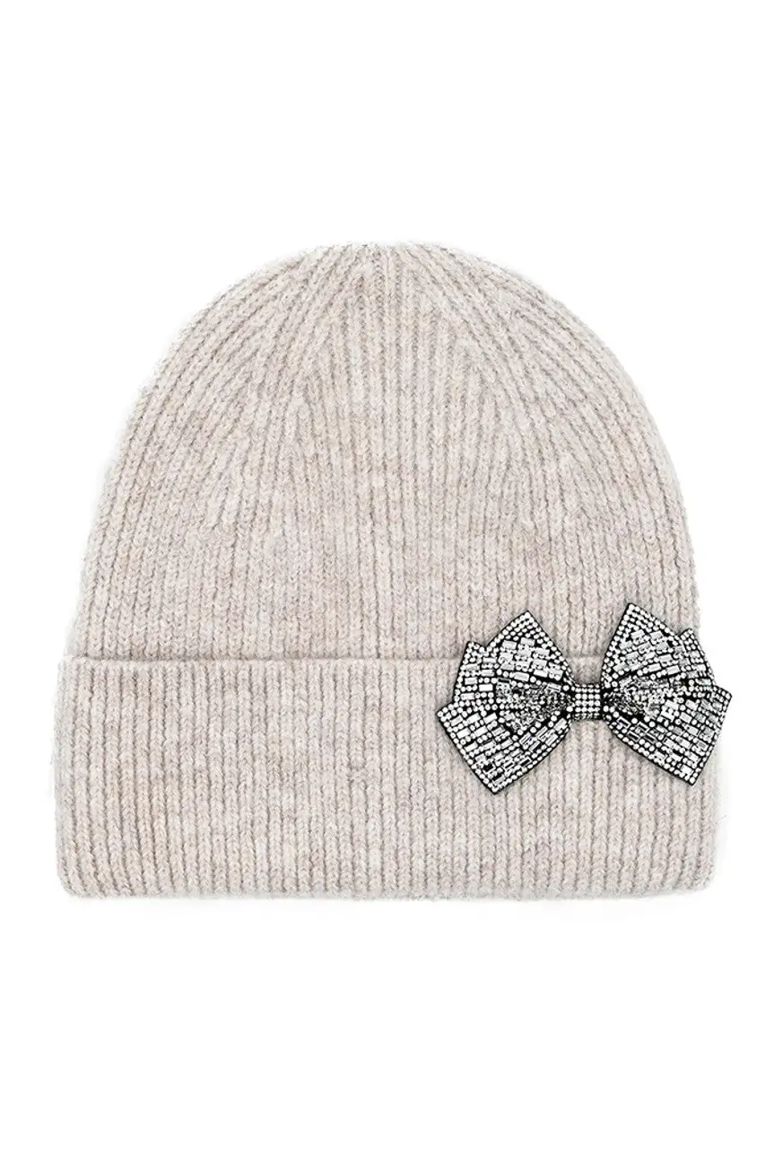 Rhinestone Bow Beanie