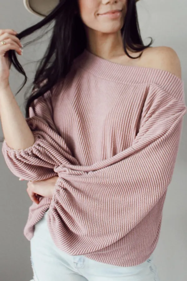 Soft Ribbed Knit Blouse