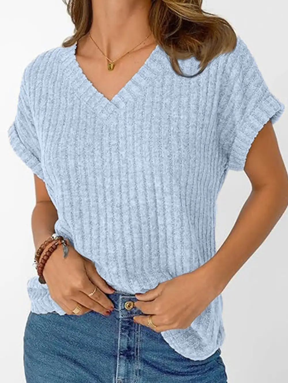 Draped V Neck Tee
