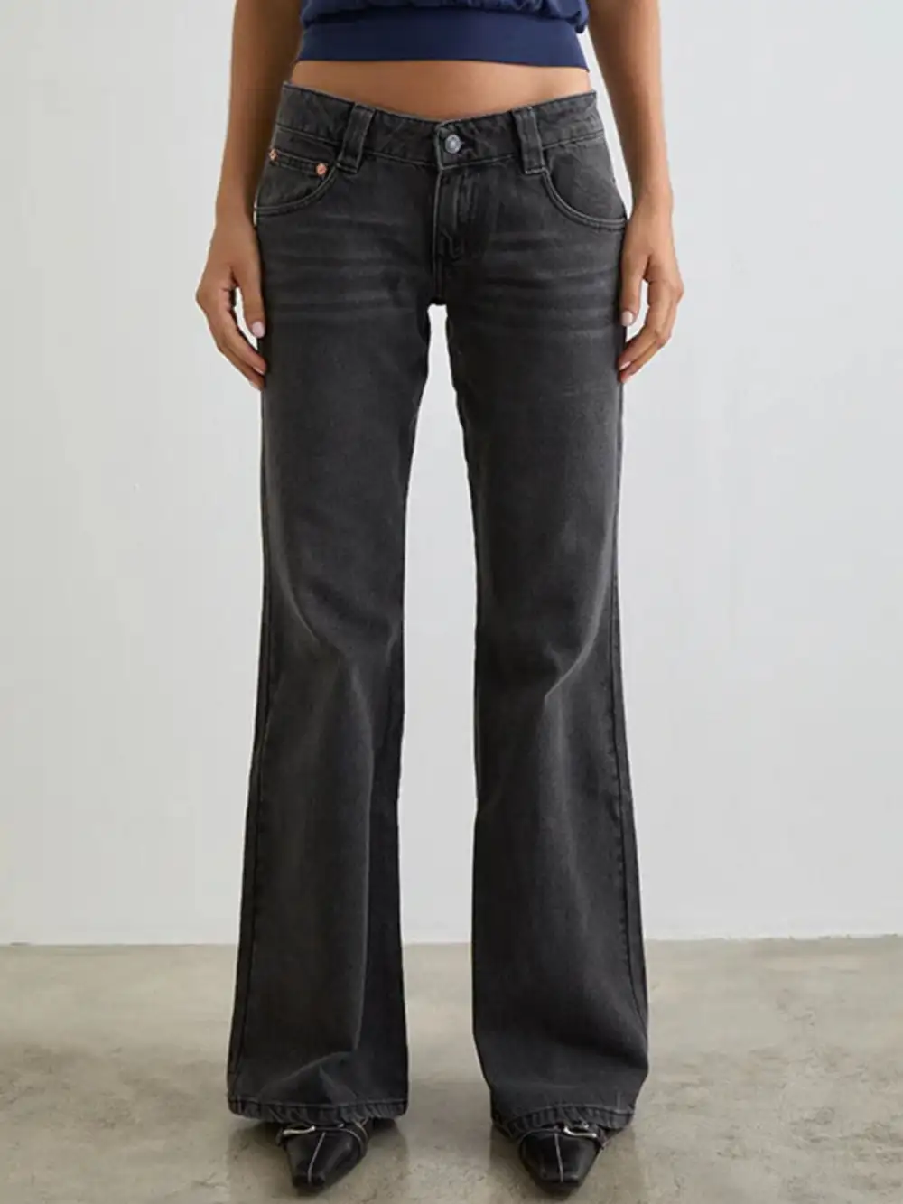 Sharp Low Rise Flare Leg Denim Jeans