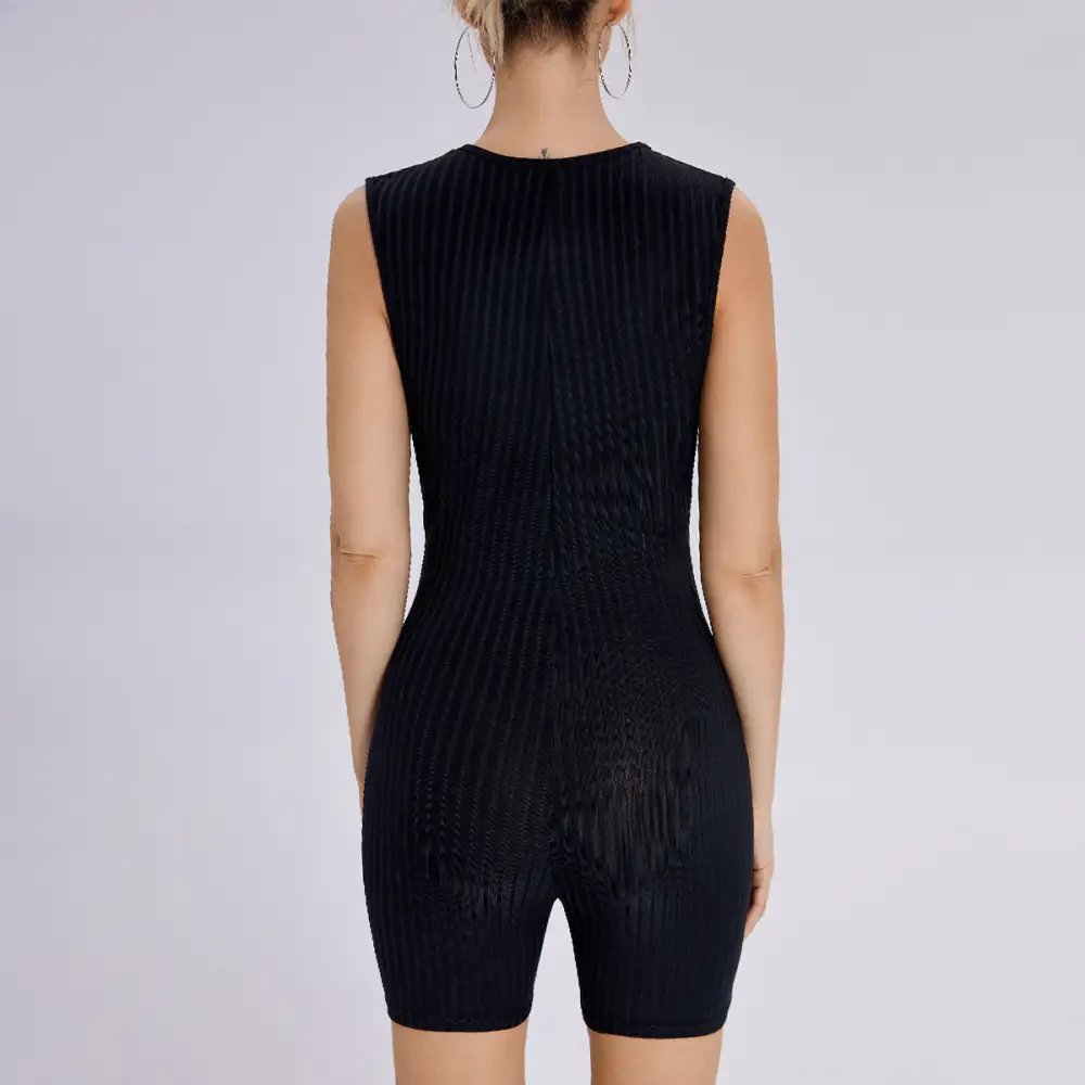 Sleek Evening Slim-Fit Short-Sleeve Romper