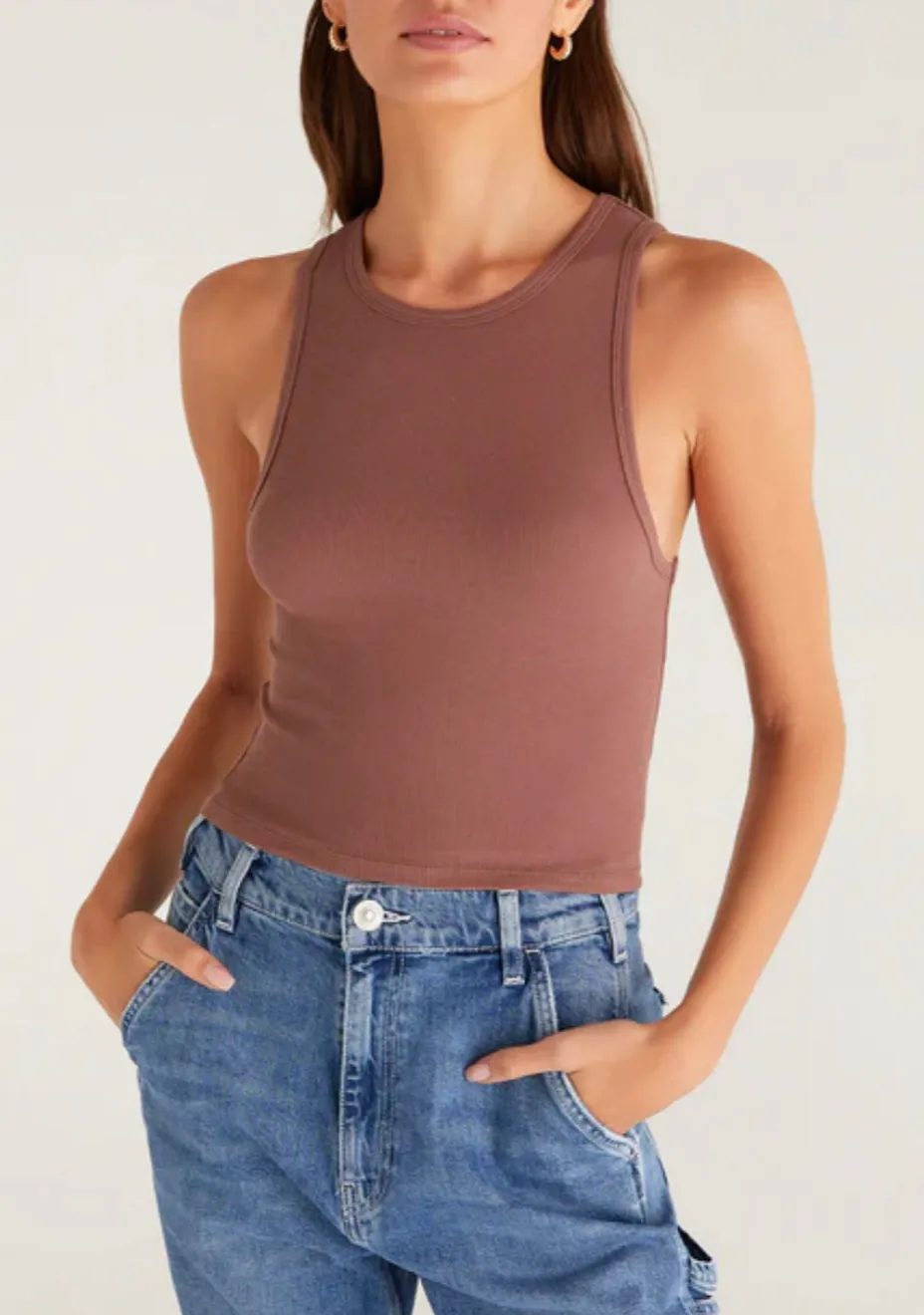 Ribbed Cropped Slim Fit Tank