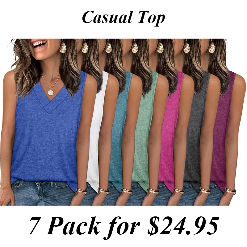 Tank Tops for Women Summer V Neck T Shirts Trendy Sleeveless Basic Tee Loose Fit 2025 Fashion