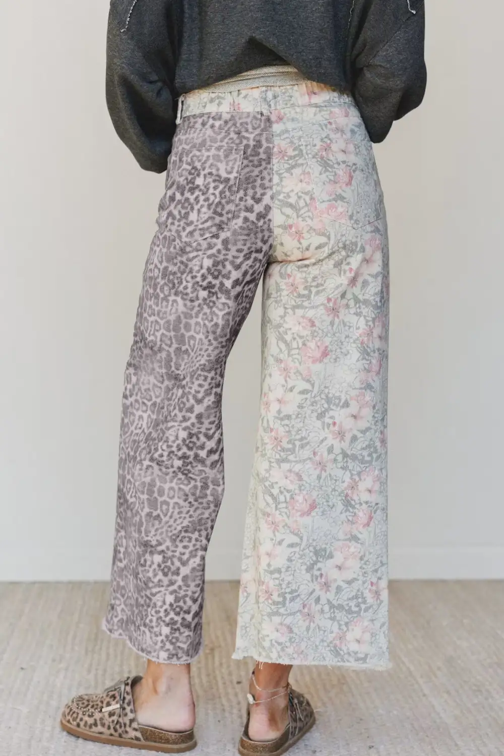 Raw Hem Patchwork Denim Jeans