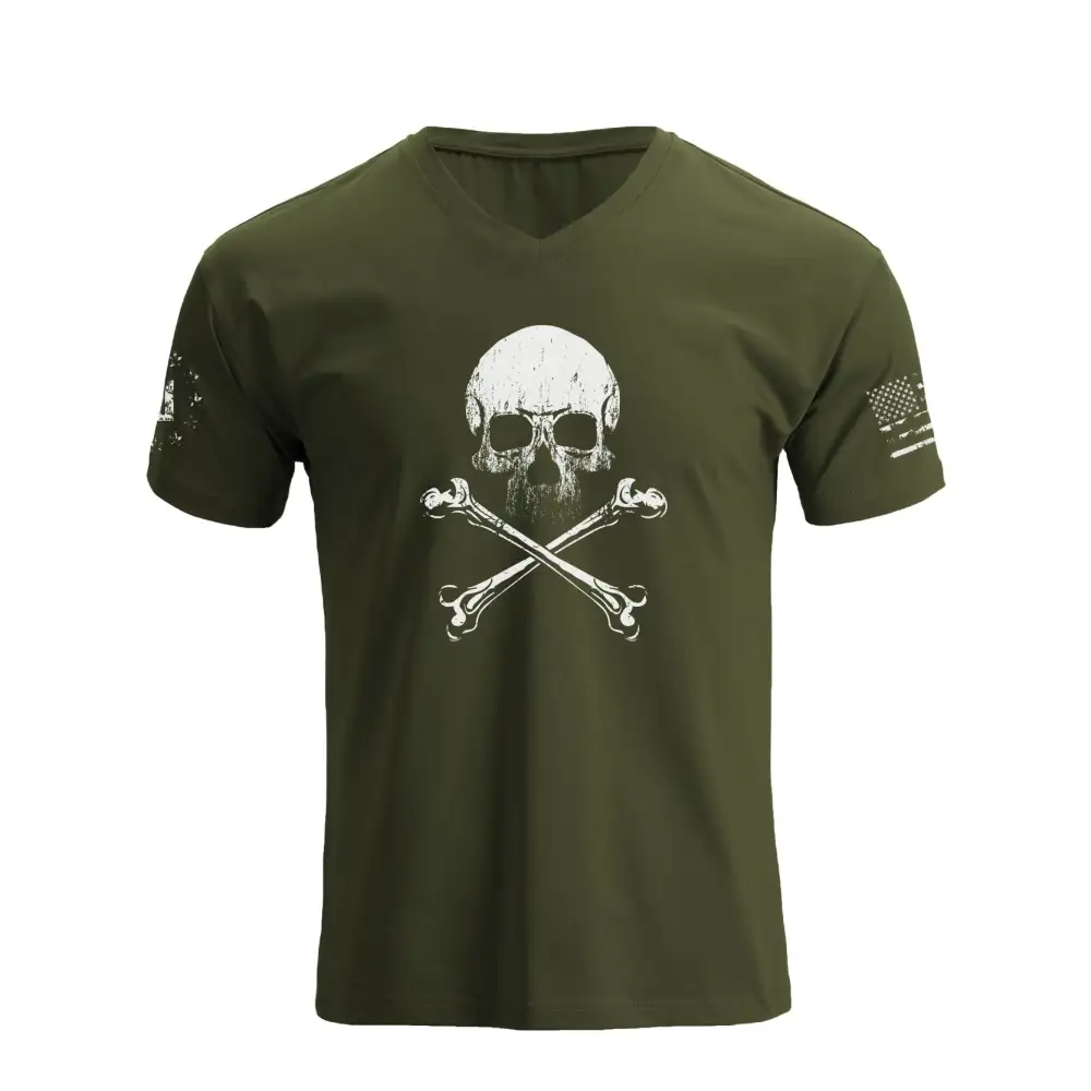 SKULL WATERPROOF V-NECK GRAPHIC TEE