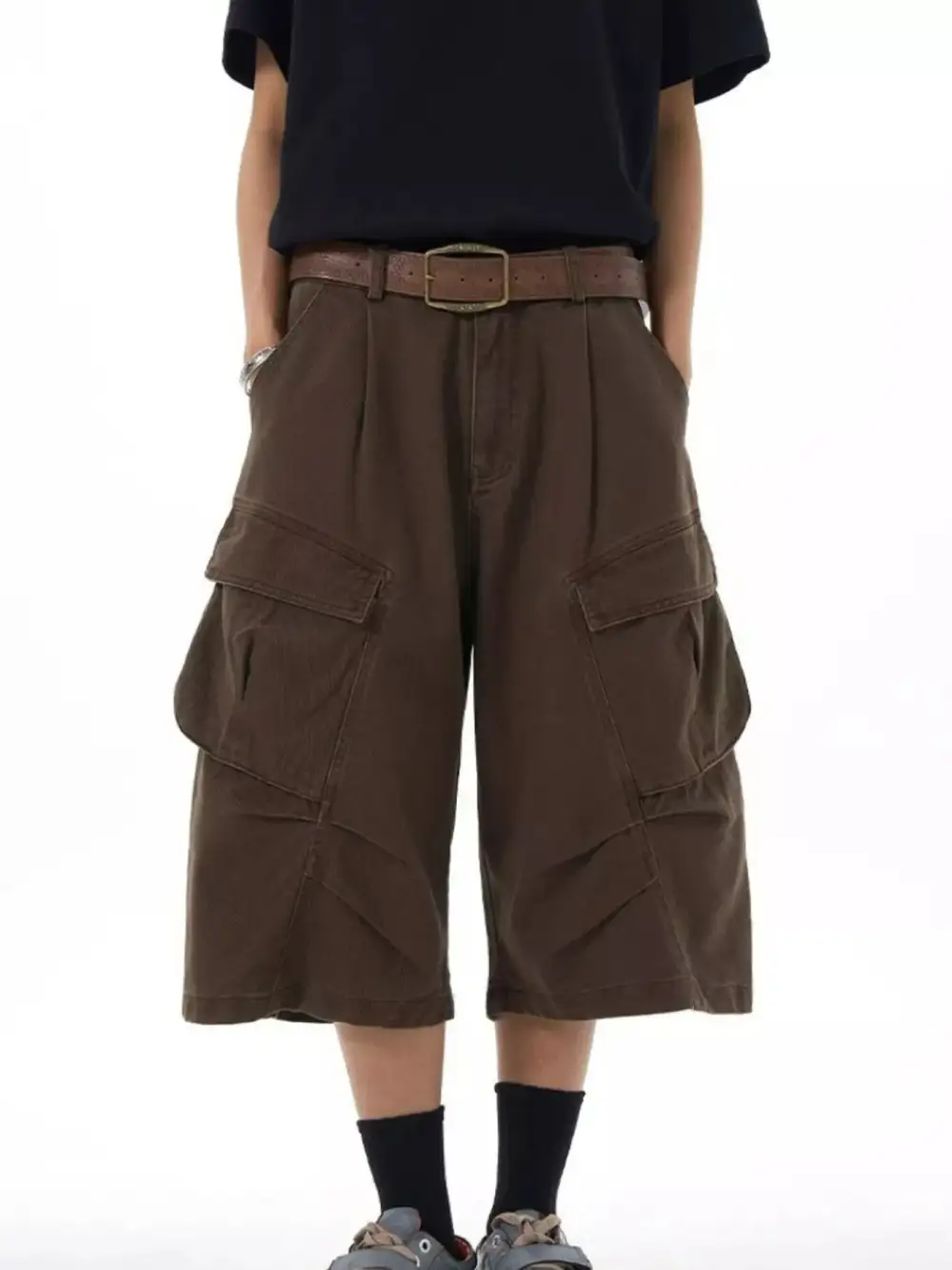 Men's Plus Size Loose Fit Cargo Capris Pants